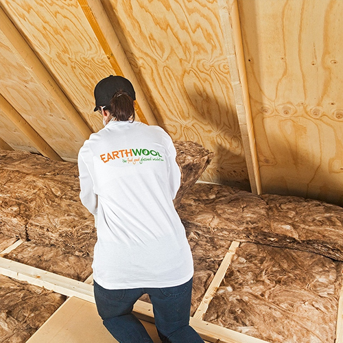 earthwool ceiling insulation being installed
